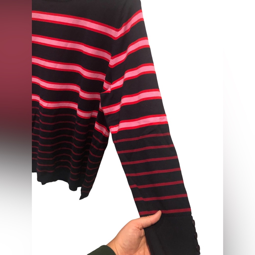 New 46” hip/waist Stretch Talbots pink red navy 3/4 sleeve sweater Women’s - Picture 5 of 9